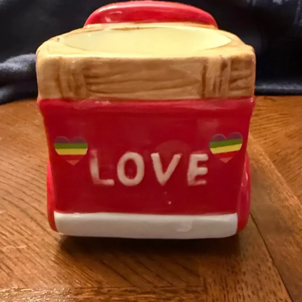 Rae Dunn Cheer Red Ceramic Toy Truck and Trailer Candle